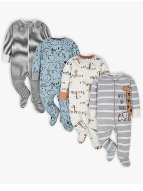 4 Baby Footed One-Piece Sleep & Plays